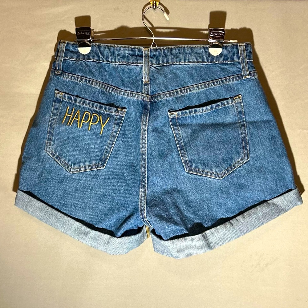 Size 10 “Wild Fable” high rise mom jean shorts, mid-light wash